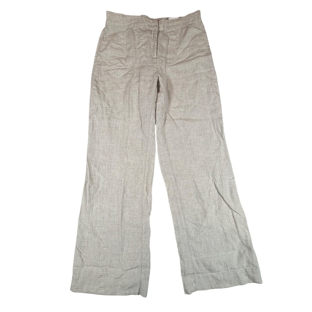 Chico's Ultimate Fit 100% Linen Pants Beige Oatmeal Sz 1 NEW Lagenlook Coastal